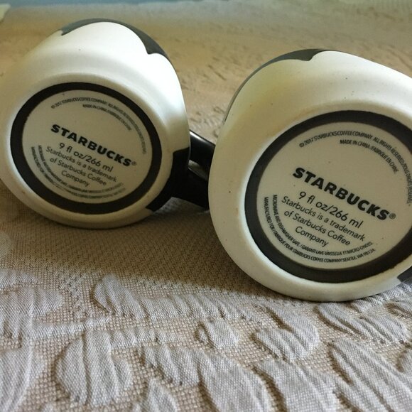 Two Orca Fin Black and White Wave Starbucks Mugs 2017 - Picture 6 of 11